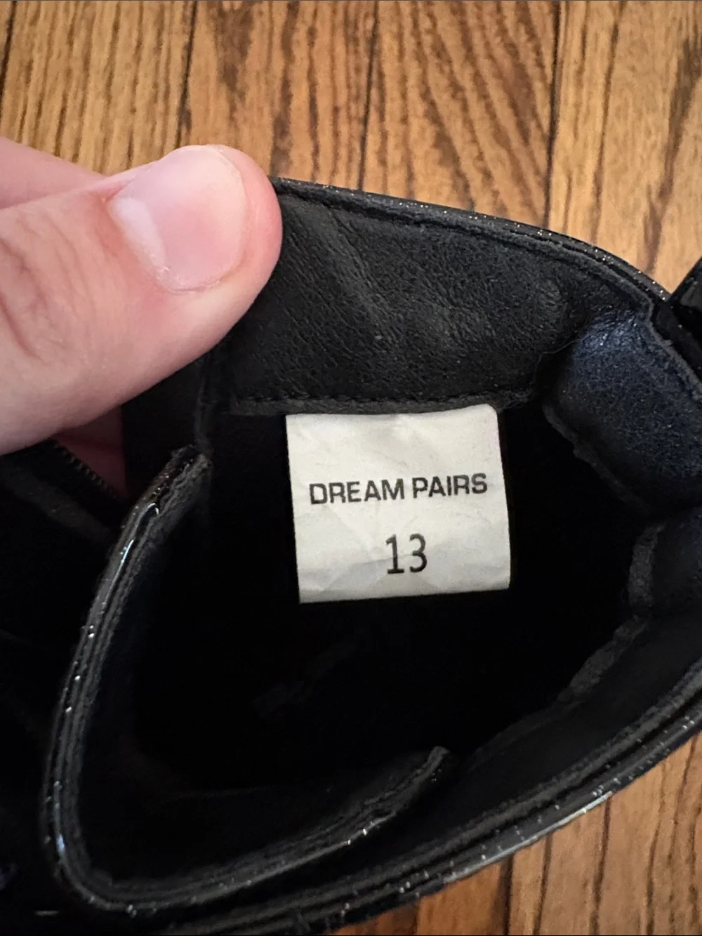 Dream Pairs Black Glitter Lace-Up/Zipper Combat Boots for Kids